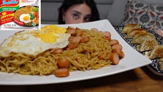 INDOMIE  MI GORENG amp GYOZA  INSTANT NOODLE  MUKBANG  EATING SHOW [upl. by Nomyaw]