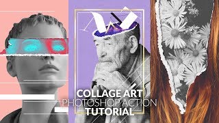 Collage Art Photoshop Action  Tutorial [upl. by Adrianna]