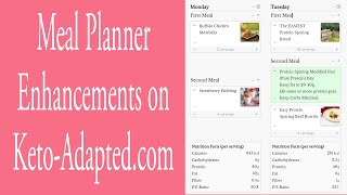 Meal Planner Enhancements on KetoAdaptedcom [upl. by Aeduj591]