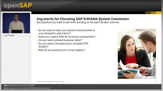 System Conversion to SAP S4HANA Repeat  Week1 SAP Learning Free Course [upl. by Ashien178]