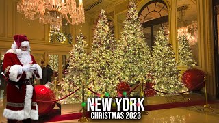 NYC Christmas ✨ 5th Avenue Bergdorf Goodman Christmas Windows 2023 Plaza Hotel Rockefeller Center [upl. by Jeuz54]