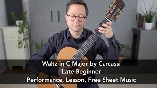 Free PDF Waltz in C Major Op59 by Carcassi and Lesson for Classical Guitar [upl. by Turnbull]