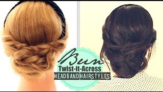 ★ CUTE HEADBAND HAIRSTYLES 2 EVERYDAY BUN TWISTED UPDO FOR MEDIUM LONG HAIR TUTORIAL [upl. by Sophi]