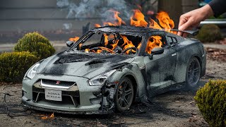 OMG Nissan GTR Model Car Catches FIRE You Wont Believe Your Eyes [upl. by Rahm]