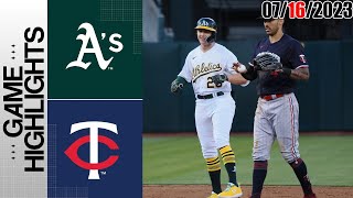 Oakland Athletics vs Minnesota Twins GAME HIGHLIGHTS  MLB To Day July 16 2023  MLB 2023 [upl. by Herriott]