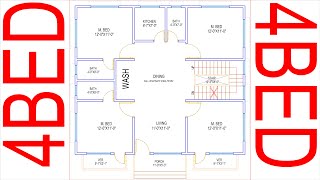 HOUSE PLAN DESIGN  EP 97  1100 SQUARE FEET 4 BEDROOMS HOUSE PLAN  LAYOUT PLAN [upl. by Ebonee]