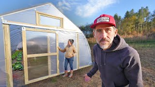 Building A Sliding Barn door on a High Tunnel Greenhouse [upl. by Engelhart]