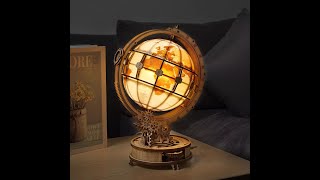 Globe with LED Light DIY Wooden Model Building Block Kits Assembly Toy Gift for Children Adult [upl. by Jaylene]