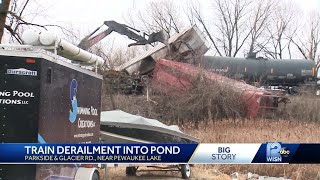 Train Derailment into Pond [upl. by Hiasi501]