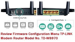 Review Firmware Configuration Menu tplink Modem Router Model No TDW8970 [upl. by Lechar]