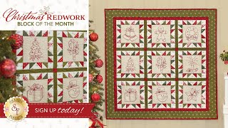 Introducing Christmas Redwork BOM with Shabby Fabrics [upl. by Solohcin]