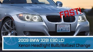 BMW E90 LCI Xenon Headlight Bulb Change 4k FAST 20082011 [upl. by Mikaela]