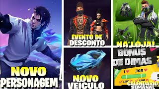 NOVA ATUALIZAÇÃO FREE FIRE NOVO VEÍCULO E PERSONAGEM ANGELICAL NA LOJA CALENDÁRIO SEMANAL E MAIS [upl. by Wengert496]