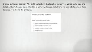 Charles by Shirley Jackson Why did Charles have to stay after school He yelled really loud and [upl. by Ruttger]