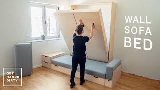 How to make a Wall Sofa Bed System The Murphy Bed  Tiny Apartment Build  Ep5 [upl. by Ajed]