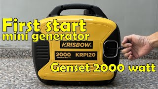 Cara nyalakan Genset krisbow KRPI20 Inverter pertama kali silent mini generator portable genset [upl. by Kutzenco]