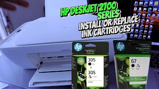 How To Install or Replace Ink Cartridges In HP Deskjet 2710e2700e Series Printer [upl. by Nemsaj]