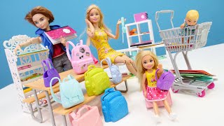 Barbie Ailesi Chelsea için okul alıverişi yaptık Barbie oyunları [upl. by Kam]