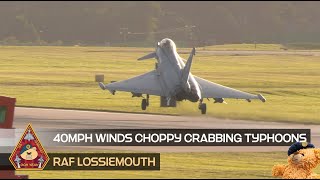 40mph CHOPPY CROSSWINDS CRABBING TYPHOON FGR4 APPROACHES AND ACED LANDINGS • RAF LOSSIEMOUTH [upl. by Ivek]