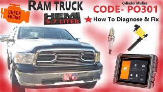 Code PO301  Cylinder Misfire  How to Diagnose amp Fix  Ram Truck Hemi 57L [upl. by Viole501]