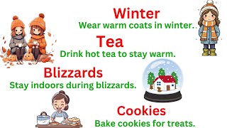 Winter ☃️ Winter Vocabulary Winter season Winter related Sentences Learn English with pictures [upl. by Goldsmith]