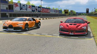 Ferrari SF90 XX Stradale 2025 vs Bugatti Chiron Profilee at Monza Full Course [upl. by Yrred608]