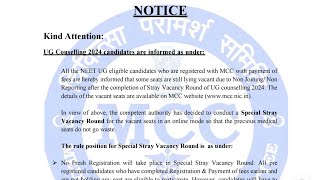 Special Stray Round New Rules For NEET 2024 Counselling  Eligibility Criteria MCC Latest Notice [upl. by Ahrat]