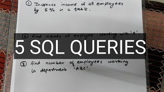 SOLVE 5 SQL QUERIES IN 5 MINUTES PART 1  MASTER IN SQL  SQL INTERVIEW QUESTIONS [upl. by Ellehcir]