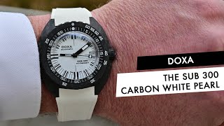 REVIEW The Doxa SUB 300 Carbon Whitepearl amp Its Luminous Dial [upl. by Amaso]