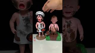 Cute and Funny Clay Bobbleheads ：The Fun Duo of a Chef and a Mud Character [upl. by Pincus]