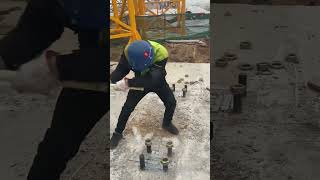 Installation process of tower crane base bolts [upl. by Edahc]