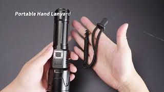 BORUiT H06 High Power Flashlight Zoom Focus Aluminum alloy Hand Torch with LCD Power Display [upl. by Faustena]