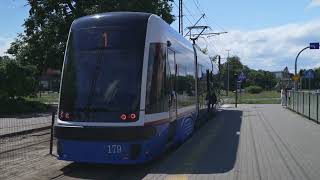 Poland Bydgoszcz tram 1 ride from Rondo Grunwaldzkie to Stawowa [upl. by Bolitho]