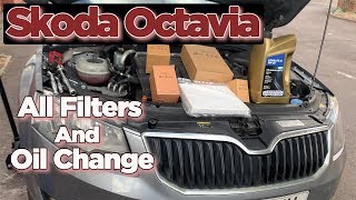 Skoda Octavia Oil Change  All Filters and Service light Reset [upl. by Donnamarie807]