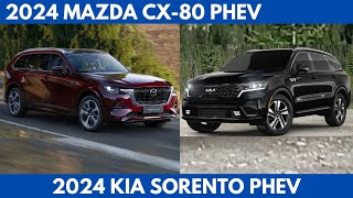 New 2024 Mazda CX80 PHEV Vs 2024 Kia Sorento PHEV a plugin hybrid SUVs Comparison [upl. by Bron530]