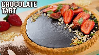 Chocolate Tart  How To Make Eggless Chocolate Tart  Easy Dessert Recipe  No Bake Dessert  Ruchi [upl. by Franklin]