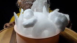 CRUNCH WHITE ICE DUMP  CARBONATED  POWDERY ICE  HFF  ICE RINGS  THIN ICE  PEL iceeating asmr [upl. by Olbap]