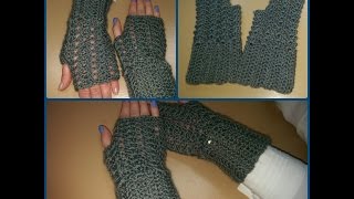 Guanti senza dita alluncinetto  Tutorial scaldamani  How to crochet fingerless gloves [upl. by Zucker890]