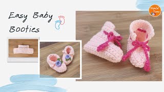 Very Easy Crochet Baby Booties for BEGINNERS  Newborn to 1 year [upl. by Emolas]