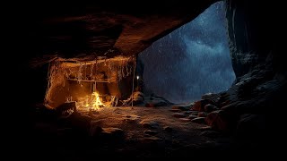 Deep Sleep in a Cozy Rainy Thunder Cave  Bonfire Sounds and for Stress Relief Peaceful Deep Sleep [upl. by Cogn861]