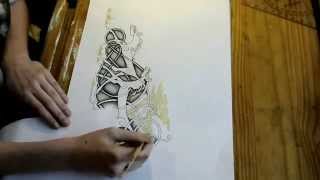 Viking Knotwork Urnes Zebras  Drawing Timelapse [upl. by Arihs]