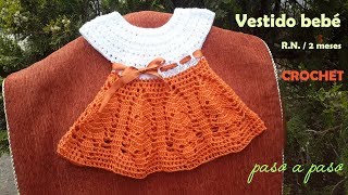 Como tejer VESTIDO BEBE RECIEN NACIDA CROCHET  How to CROCHET BABY NEWBORN DRESS step by step [upl. by Ligetti]