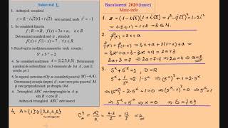 Bacalaureat 2020 Sesiunea Iunie Mate Info  Subiectul rezolvat [upl. by Yona173]