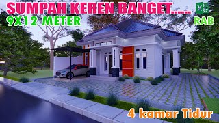 DESAIN RUMAH 9X12 METER 4 KAMAR TIDUR Owner Pak Randy [upl. by Asare]