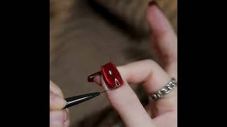 Crystal cat eye gel polish nail art design with red jelly gel polish [upl. by Romain557]