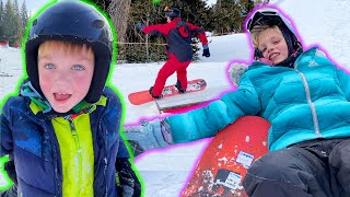 Paytons first time Snowboarding Kayson Learns to Ski [upl. by Ykciv]