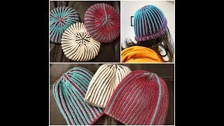 Twocolor brioche hat a Knittycats knits tutorial [upl. by Ntsuj]