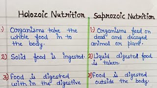 Difference between holozoic nutrition and saprozoic nutrition  Holozoic and saprozoic nutrition [upl. by Ayatan]