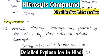 Nitrosyls Compound  Classification And Preparation Of Metal Nitrosyls MScSemester Exams Notes [upl. by Ahsikyw]