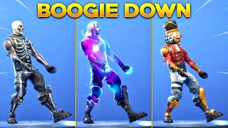 NEW BOOGIE DOWN EMOTE On All New Fortnite Skins amp With All Popular Fortnite Skins [upl. by Ingles]